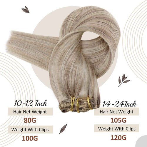 Full Shine Platinum Blonde Hair Extensions Clip in Human Hair Highlights Blonde Hair Clip in Hair Ash Blonde With Platinum Extensions Human Hair Easy to Wear