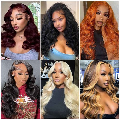 A FUTURE TONGMEI 4/27 Highlight HD Lace Front Wigs Human Hair Pre Plucked 13x4 Body Wave Frontal Wig with Baby Hair 180% Density Ombre Brown and Honey Blonde Human Hair Wigs for Black Women 22 Inch