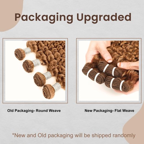 MOMOSHERO Deep Wave Human Hair Bundles Color 30 Light Auburn Curly 3 Bundle 12 14 16 Inch, 100% Unprocessed 10A Virgin Remy Bouncy Wholesale Hair Brown Curly Sew In Hair Bundles