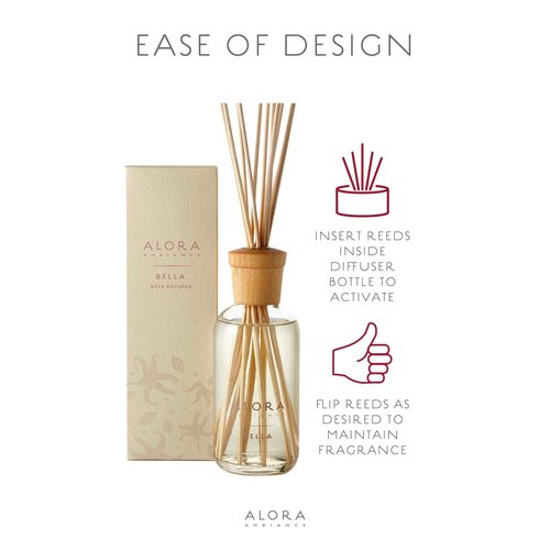 Alora Ambiance Bella 8 oz Reed Diffuser | Long-Lasting Soft & Floral Fragrance | Beautifully Designed for Any Space