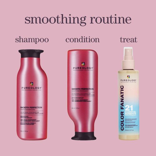Pureology Smooth Perfection Shampoo & Conditioner Set - Smooths Hair & Controls Frizz For Color Treated Hair, Sulfate-Free & Vegan, 9 Fl Oz