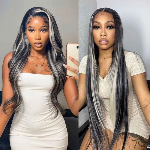 Habiliana Bundles Human Hair 22 24 26 Inch Body Wave P1B/GREY Human Hair Bundles 11A Unprocessed Brazilian Virgin Quick Weave Hair Extensions for Black Women