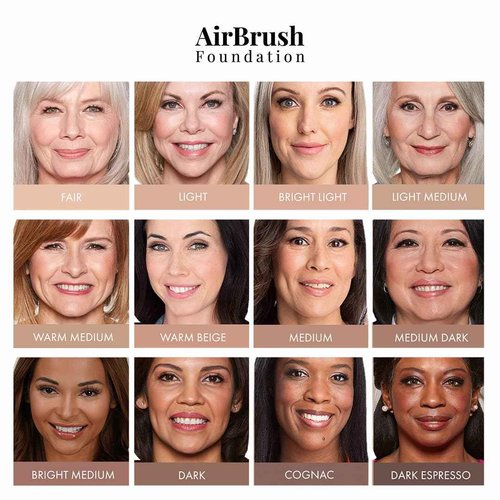MagicMinerals AirBrush Foundation Set by Jerome Alexander – 3pc Set Includes AirFinish, Foundation and Kabuki Brush - Spray Makeup with Anti-aging Ingredients for Smooth Radiant Skin (Bright light)