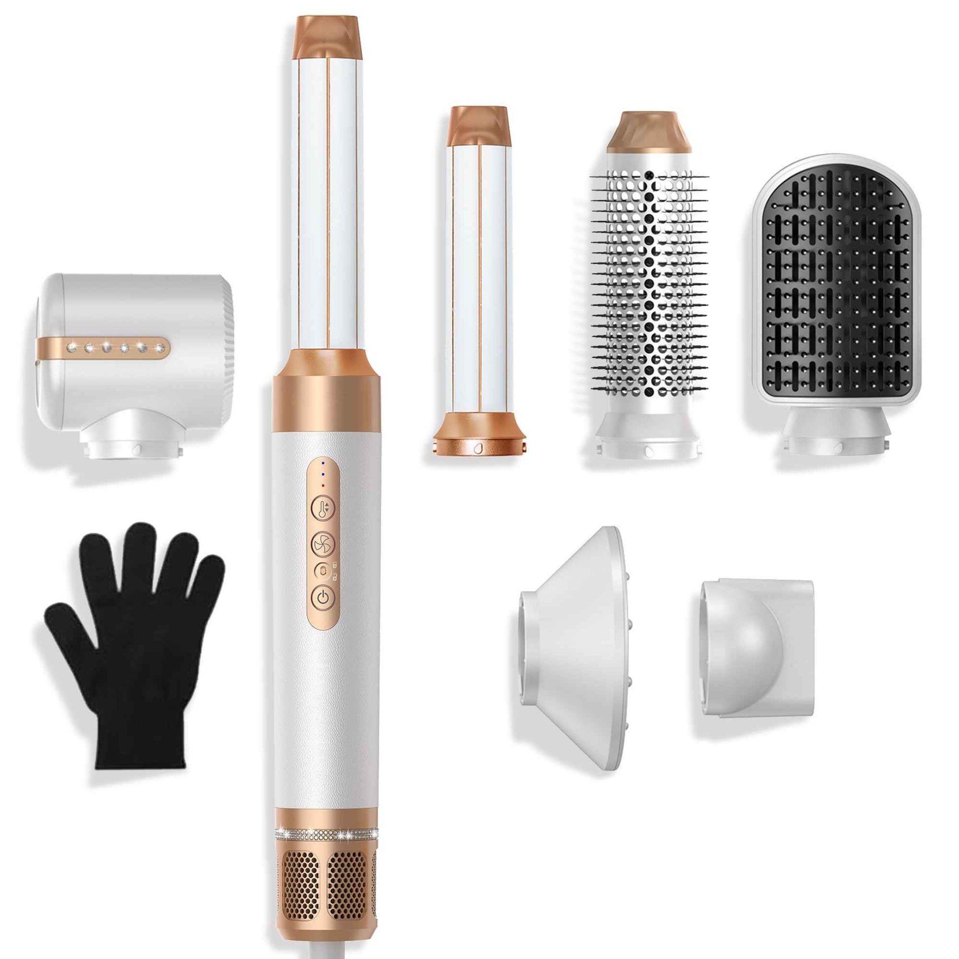 Hair Dryer Brush 7 in ONE, Detachable Fast Drying, Volumizing, Curling, Straightening, Ionic Hair Dryer with Diffuser, Powerful Blow Dryer Brush with Auto- Wrap Curler, Hair Styling Tools Storage Case