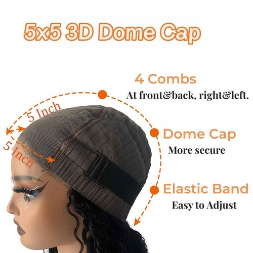 ONICE Glueless Wigs Human Hair Pre Plucked 5x5 HD Lace Closure Human Hair Wigs For Black Women Wear And Go Deep Wave Glueless Wig (Black,18Inch)