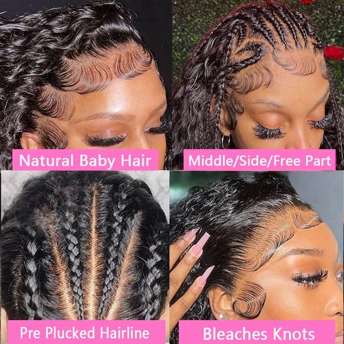 20 Inch Deep Wave Lace Front Wigs Human Hair Pre Plucked 13x6 HD Lace Front Curly Wigs Human Hair 200% Density Glueless Frontal Wigs Human Hair with Baby Hair Curly Wigs for Women Natural Black