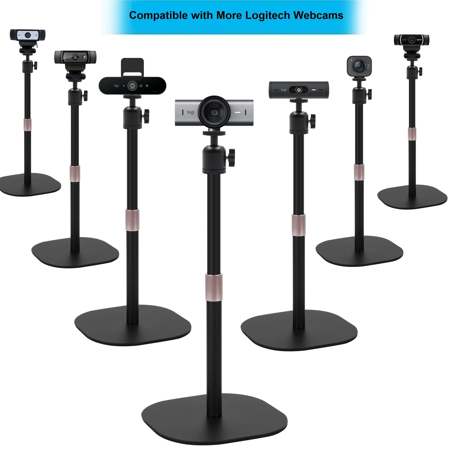 AceTaken Heavy-Duty Webcam Stand, Tabletop Webcam Tripod Holder Compatible with Logitech MX Brio 4K,Brio pro X 4K,Brio 501,C920x,C922x,C930,C925-E,C615 Webcams