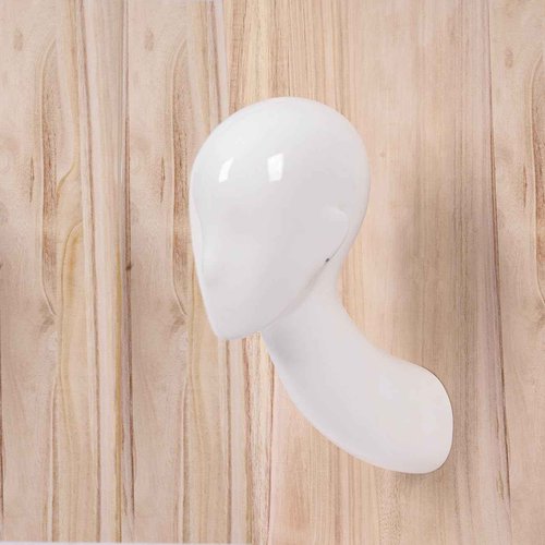 White Glossy Wall Mounted Mannequin Head Lightweight Fiberglass Wall Display for Wigs Glasses Earrings Space Saving Design Ideal for Salons Retail Shops Home Décor and Fashion Styling