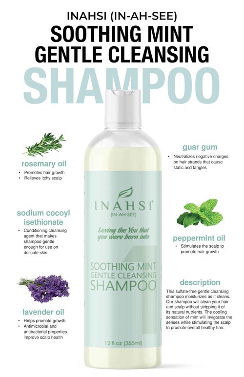 Inahsi Wash Day Collection | Gentle Cleansing Shampoo, Soothing Mint Conditioner & Mango Avocado Hair Mask | Moisturizing, Strengthening, Restoring | Curly Hair Care Bundle