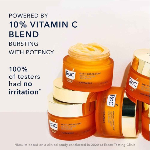 RoC Multi Correxion Revive + Glow 10% Vitamin C Skin Care Set: Vitamin C Serum, Face Moisturizer, Gel Facial Cleanser, Stocking Stuffers for Men & Women