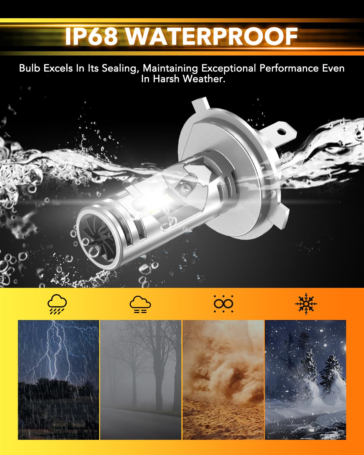 OXILAM H4 9003 LED Upgrade Bulbs, 36000LM 6500K White, 800% Brighter, Built-in CANbus, No Flicker, 3-Min Quick Fit, 2pcs