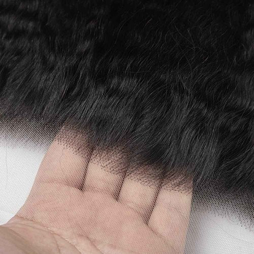 Kinky Straight 13x4 Ear To Ear HD Lace Frontal Closure 16 Inch 12A Brazilian Kinky Straight Human Hair Transparent Frontal Closure 150% Density Natural Hairline Pre Plucked