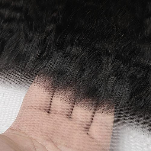 Kinky Straight 13x4 Ear To Ear HD Lace Frontal Closure 20 Inch 12A Brazilian Kinky Straight Human Hair Transparent Frontal Closure 150% Density Natural Hairline Pre Plucked