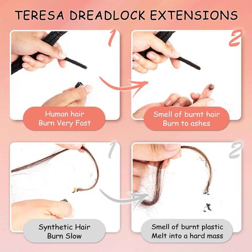 Teresa 12 Inch 0.4cm Width Loc Extension Human Hair Natural Black 30 Strands Full Hand-made Permanent Locs Extensions Can Be Dyed and Bleached for Men/Women/Kids Real Dreadlock Extensions Human Hair