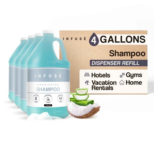Terra Pure Infuse Hotel Shampoo | 1 Gallon | Designed to Refill Soap Dispensers (Set of 4)
