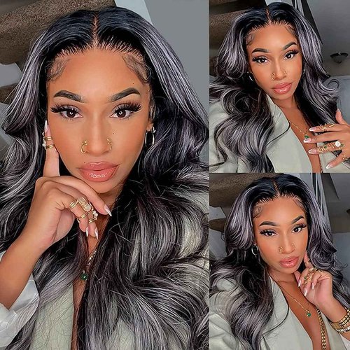 Habiliana Bundles Human Hair 22 24 26 Inch Body Wave P4/GREY Human Hair Bundles 11A Unprocessed Brazilian Virgin Quick Weave Hair Extensions for Black Women