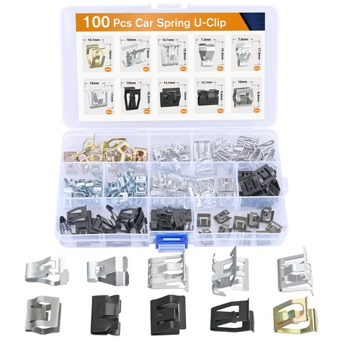 GOOACC 100Pcs 10 Sizes Metal Trim Clip Spring Moulding Clip Universal Auto Body Fastener Clip Compatible with GTI, Jetta, Passat, Phaeton, VW Audi 4A0-867-276A