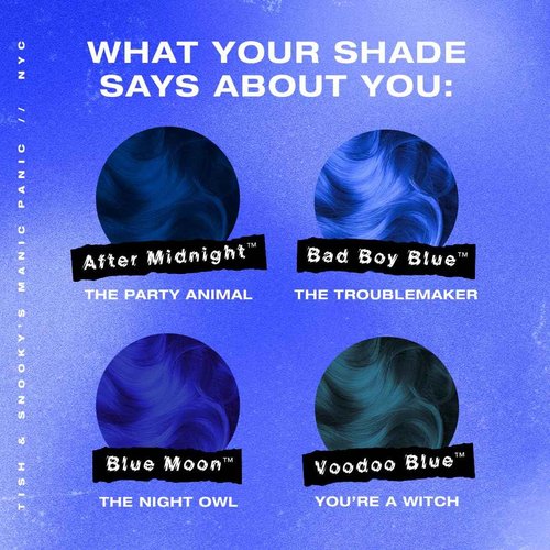 MANIC PANIC Classic Blue Moon Semi Permanent Hair Color - Neon Cool Blue Hair Dye for Women & Men That Lasts 4-6 Weeks - Vegan, Ammonia & Cruelty-Free - Create & Mix Custom Shades (4oz / 3pk)
