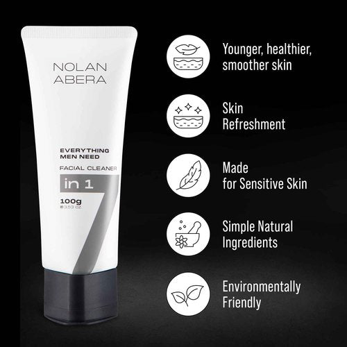 ABERA Nolan Daily Facial Cleanser for Men – Oil Control & Deep Cleansing, 3.53 oz 3 Pack