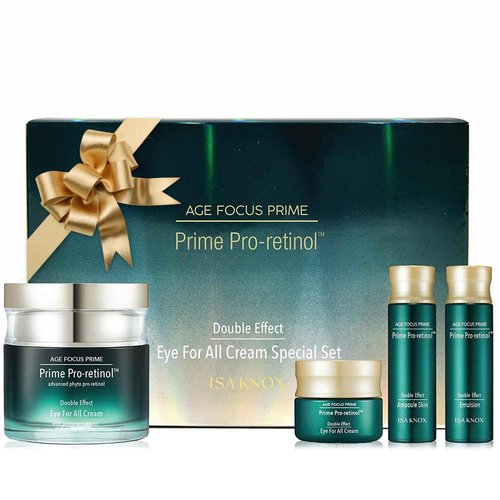 Isa Knox AGE FOCUS Prime Double Effect Eye For All Cream Set (3.4fl oz) - Korean Skincare Set, Lightweight Rich Eye Cream, Toner, Emulsion by LG Beauty. Daytime Retinol.