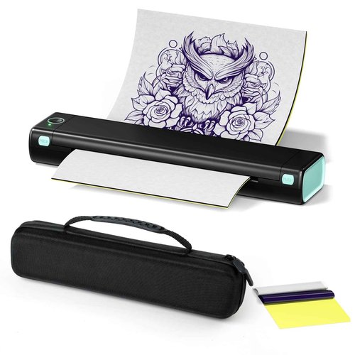 Itari M08F Wireless Tattoo Stencil-Printer - Tattoo Transfer Machine Thermal Copier with 10pcs Transfer Paper, Bluetooth Stencial Printer for Tattooing with a Case, Compatible with Smartphone & PC