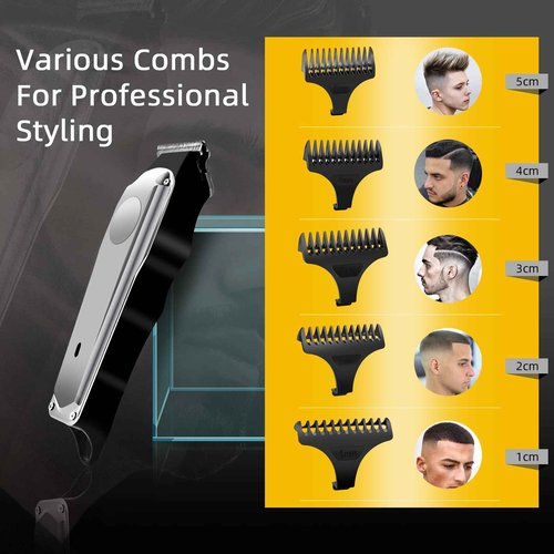 PHXCHAM Hair Clippers, Silent Cordless Hair Trimmer, Mini Hair Cutting Kit with 5 Guide Combs, USB Rechargeable Home Haircut Clippers for Men Kids