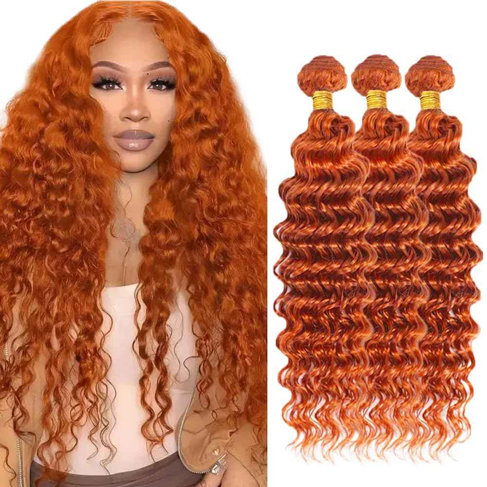 26 28 30 inch Ginger Human Hair Bundles 350 Deep Wave Bundle Ginger Wet and Wavy Bundles Grade 8A Remy Hair Weave