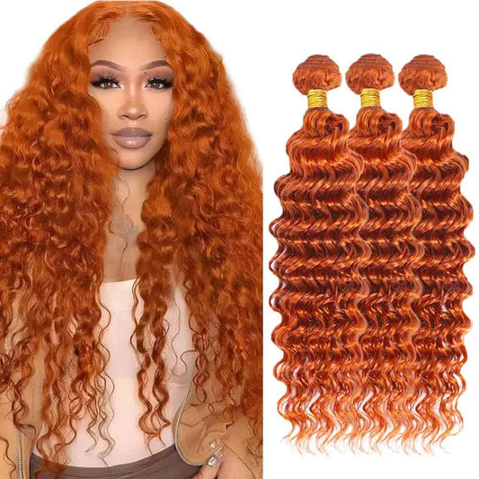 26 28 30 inch Ginger Human Hair Bundles 350 Deep Wave Bundle Ginger Wet and Wavy Bundles Grade 8A Remy Hair Weave
