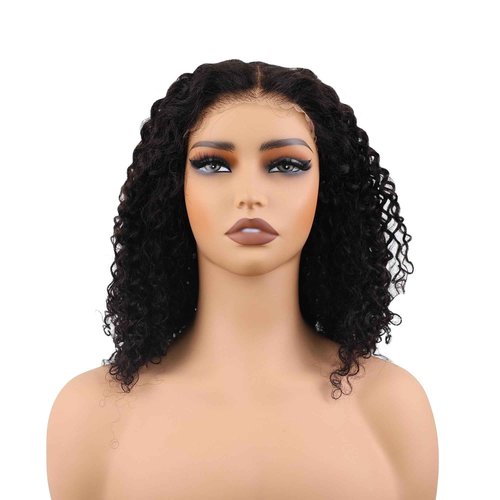 BIG G HAIR 14 inch 5x5 Lace Closure Curly Middle Part Vietnamese Human Hair Wig, Pre-Bleached Pre Plucked HD Lace Wig 180% Density, Glueless Wigs Human Hair with Baby Hair