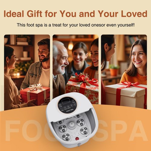 Olixie Electric Pedicure Foot Spa with Bubble and Heat,Collapsible Foot Soaking Tub with Remote Control,Pedicure Tools for Feet and Automatic Foot Massager,Foot Bath Soak Tub