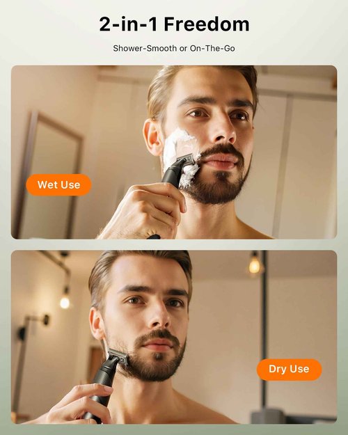 Trimcoo 2025 Upgraded Beard & Nose Hair Trimmer Kit, [All-in-One] 12 in 1 Rotating Comb, Travel Body Hair Electric Shaver for Men, USB-C Fast Charging, Painless Razor Waterproof Wet/Dry, Black(Pack)
