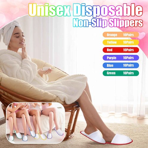 Cheecen 60 Pairs Disposable Slippers Bulk Non Slip Velvet Spa Slippers Soft Closed Toe Thick Travel Slipper for Guest Hotel Indoor House Home Wedding Bedroom Rainbow Gay Pride Party Supplies
