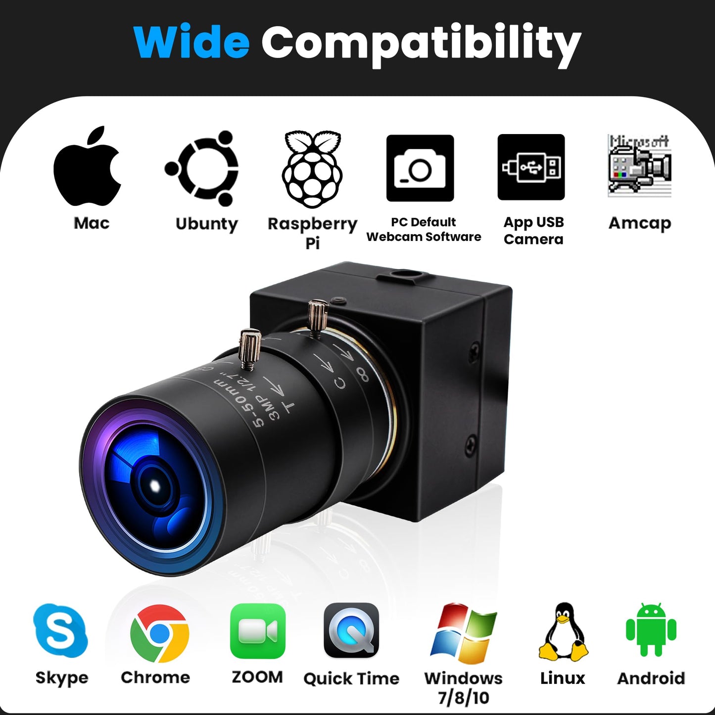 ALPCAM 4K USB Camera - 10X Optical Zoom, Ultra HD 2160P, IMX415 Sensor, Plug and Play for Windows, Linux, Mac, Raspberry Pi