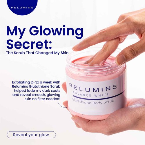 Relumins Premium Summer Body Scrub with Glutathione, Rosehip & Sea Salt – Hydrating Exfoliating Scrub for Smooth, Radiant, Beach-Ready Skin – Gentle Moisturizing Formula – 400ml