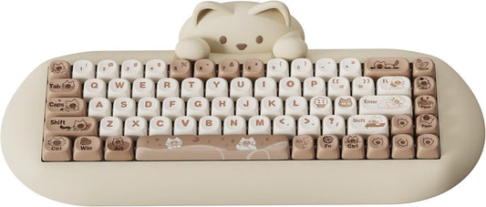 YUNZII C68 Wireless Mechanical Keyboard,65% Layout,Hot Swap,Triple Mode BT5.0/2.4G/Wired, RGB Backlit NKRO,Cute Cat Silicone Ergonomic Design for Win/Mac(Brown, Cocoa Cream V2 Switch)