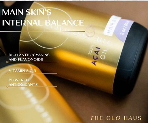 The Glo Haus Acai Berry Oil. 100% Pure Cold Pressed Carrier For Skin & Hair. Natural Antioxidant Suitable for All Skin Types. 4 Oz