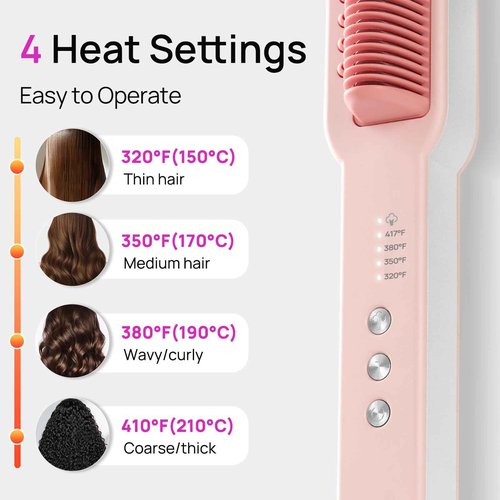 Aniekin 3 in 1 Steam Hair Straightener Brush, 4 Temp Settings & Steam Reduces Damage, Nourishes Hair, and Expedites Straightening, Dual Voltage, Professional Styling Tools