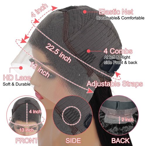 Meet Naive Deep Wave Lace Front Wigs Human Hair 200% Density 13x4 HD Curly Lace Frontal Glueless Wigs for Women Pre Plucked Deep Wave Natural Color (24 Inch)