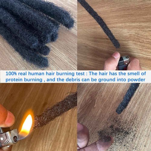 Loc Extension Human Hair 0.4cm Thickness 8 Inch 60 Strands Natural Black Full Handmade Permanent Locs Can Be Dyed and Bleached for Women Men Kids Dreadlock Extensions Real Human Hair