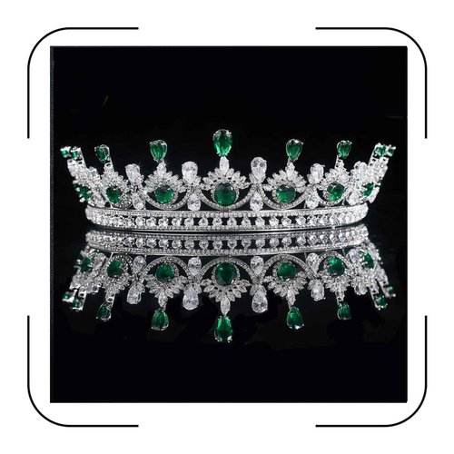 Emerald Green Crown for Women Adult Silver Princess Tiara Headband for Homecoming Pageant Quinceanera Birthday Party Crystal Wedding Hair Accessories