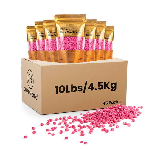 Charmonic Hard Wax Beads, 10 LB Wax Beans, Bulk Hair Waxing Beads for Face, Eyebrow, Brazilian, Legs, Body and Bikini Hair Removal, Depilatory Wax Bead, at Home Waxing Kit for Women & Men (Rose)