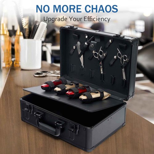 MoyRetty Professional Barber Case Portable Aluminum Organizer for Hair Stylists & Pet Groomers Hairdresser Tool Metal Buckle Box Organizer Traveling Suitcase (Simple)
