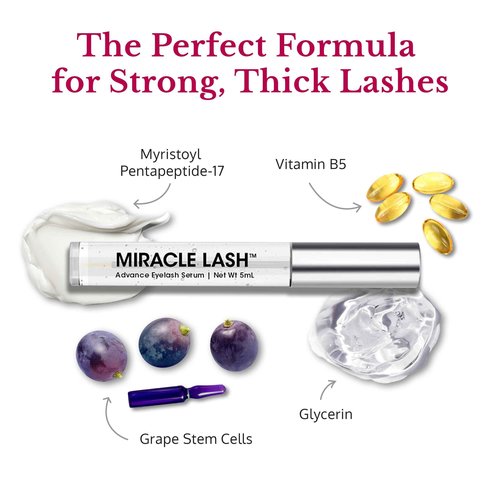 Miracle Lash - Serum for Eyelash Growth - Lash Enhancing Serum to Nourish, Hydrate & Strengthen Lashes – Helps Brittle, Damaged Lashes Look Thicker, Fuller & Longer – Gentle Formula