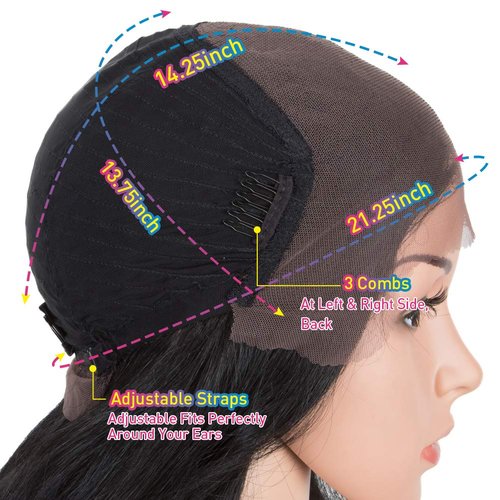 Joedir 28" Long Wavy 13X6 Free Parting Easy-360 Lace Frontal Wigs for Black Women Heat Resistant Synthetic Hair wigs(1B)