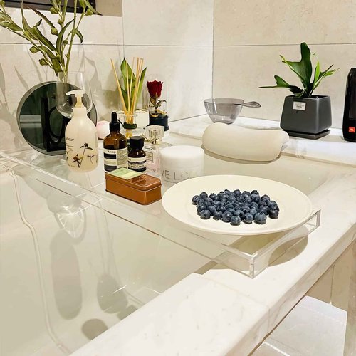 Clear Acrylic Bathtub Tray – Waterproof & Stylish Bath Caddy | Luxury Tub Tray for Relaxation (29.9" x 7.87" x 1.18")