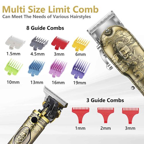 Soonsell Professional Hair Clippers for Men Cordless， Mens Clippers and Grooming Set，Electric Shavers, Clippers and T-Blade Trimmers Set，Hair Cutting Kit LCD Display（Bronze