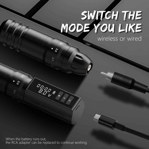 Tattoo Gun Wireless tattoo machine, 2400mAh Rotary Tattoo Machine with 6 stroke length Options, Pro Tattoo Guns with Coreless Motor Power reliable for all kinds of needles, ink-Kiss of Dragon