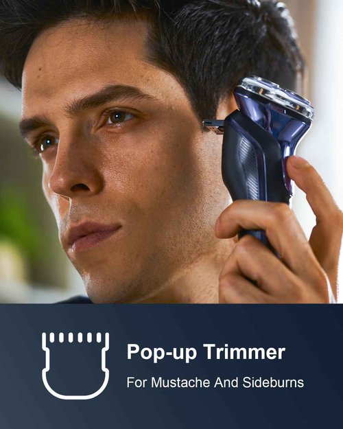 Electric Razor for Men, Electric Shaver for Men Face, Rechargeable Wet Dry Waterproof Cordless Shaver with Pop Up Trimmer