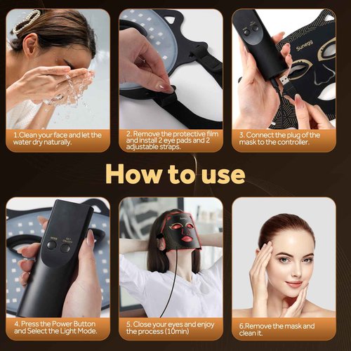 Sunegg Red Light Therapy for Face,LED Face Mask Light Therapy,Portable red Light Therapy mask for Home and Travel Skin Care