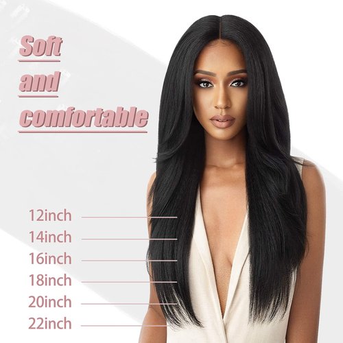 SixStarHair 20inch Italian Yaki Straight Clip In Hair Extensions 120g per Pack Long and Thick Premium Textured Hair Extensions For Black Women Remy Virgin Human Hair Clip Ins